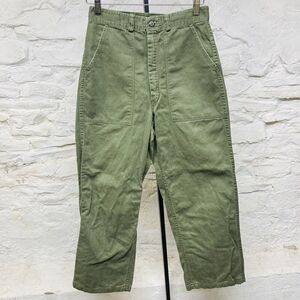 Vintage 60s US ARMY Green OG 107 Cotton 27x27 Hemmed Pants UTILITY Vietnam